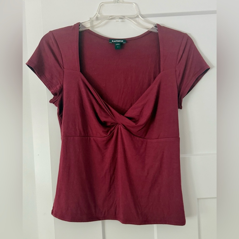 Express Short Sleeve Twist Front Top, Size Medium NWOT